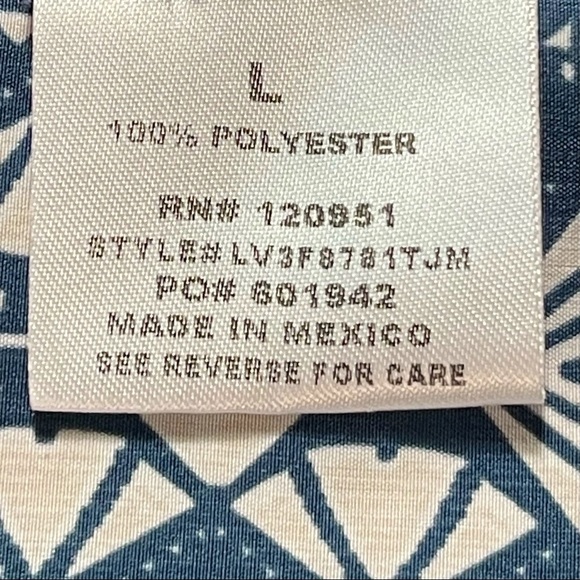 Olive & Oak size large navy & cream top Aztec design scoop neck back zipper EUC - Picture 13 of 14